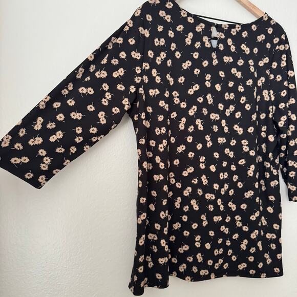 Talbots Plus Womens Black Floral Blouse Stretchy Longsleeve Scoop Neck Size 1X - Picture 9 of 11